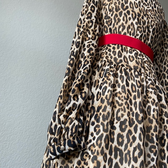 ❌SOLD❌ Chiffon Leopard-print Puff-sleeved Dress - Picture 12 of 16